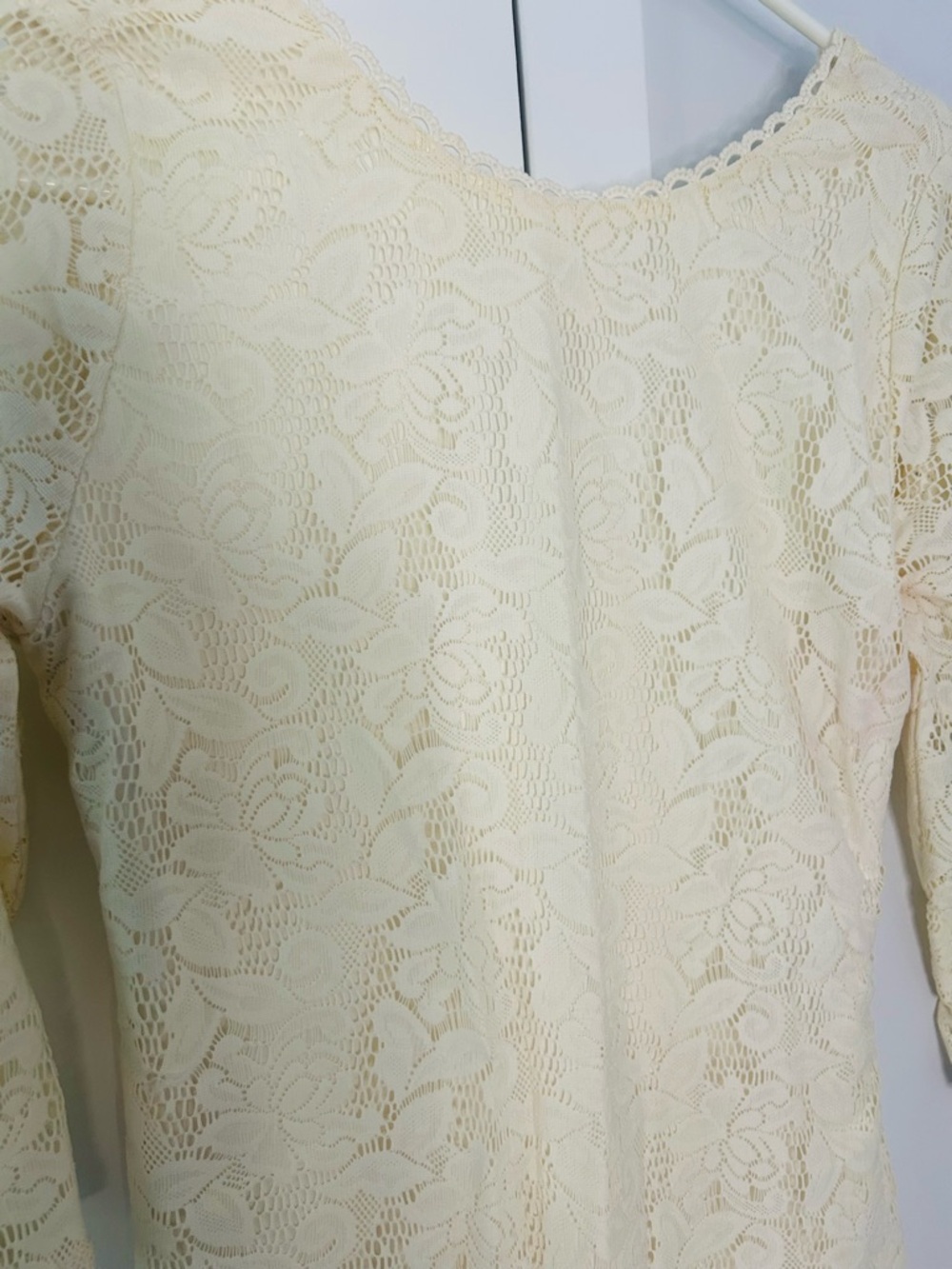 Cream  Long-Sleeve Sheath Dress - Women's Dress Size M without tag see mesures - Picture 4 of 14
